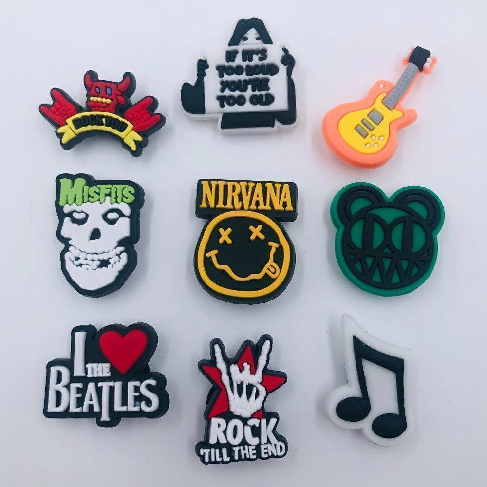 9pc Rock Band Shoe Charms - Classic Music Artists Croc Accessories